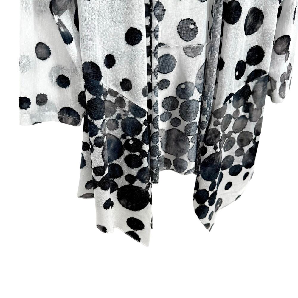 Shana Small Wearable Art to Wear Sheer Black White Open Front Blouse Shirt Top - Picture 4 of 8